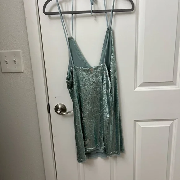 NWOT FREE PEOPLE BLUE SEQUIN DRESS SZ S - Picture 2 of 3